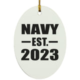Navy Established EST. 2023 - Oval Ornament