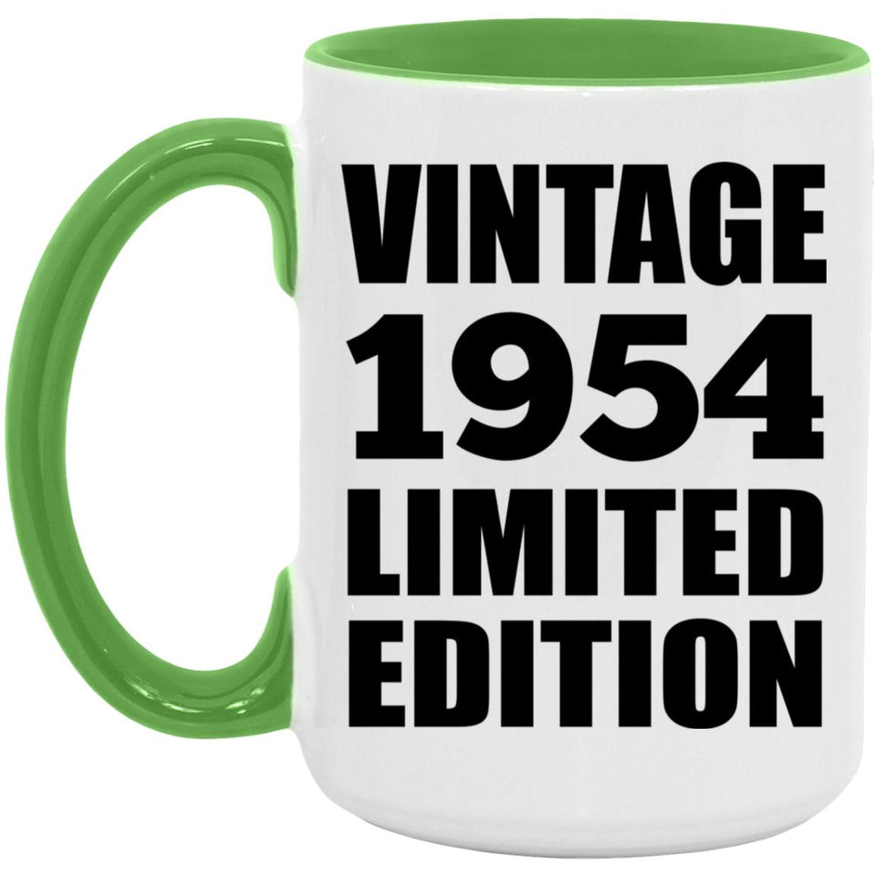 70th Birthday Vintage 1954 Limited Edition - 15oz Accent Mug Green