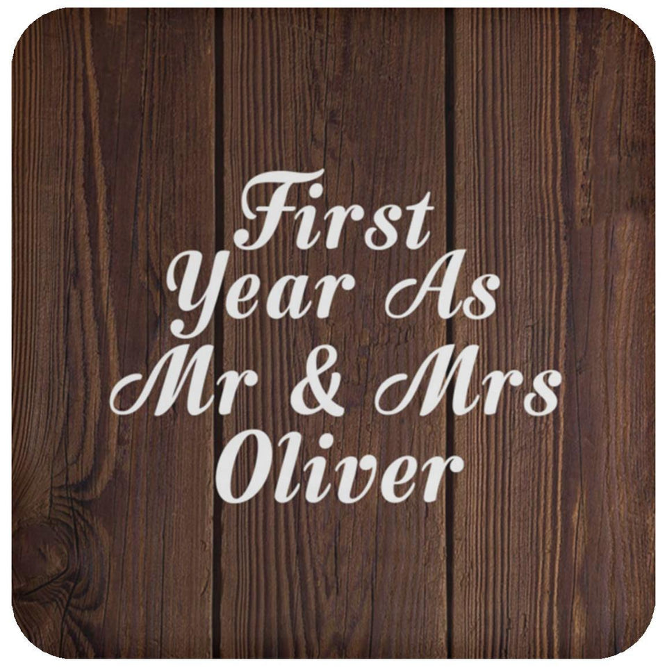 First Year As Mr & Mrs Oliver - Drink Coaster D