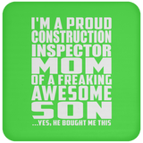 Proud Construction Inspector Mom Of Awesome Son - Drink Coaster