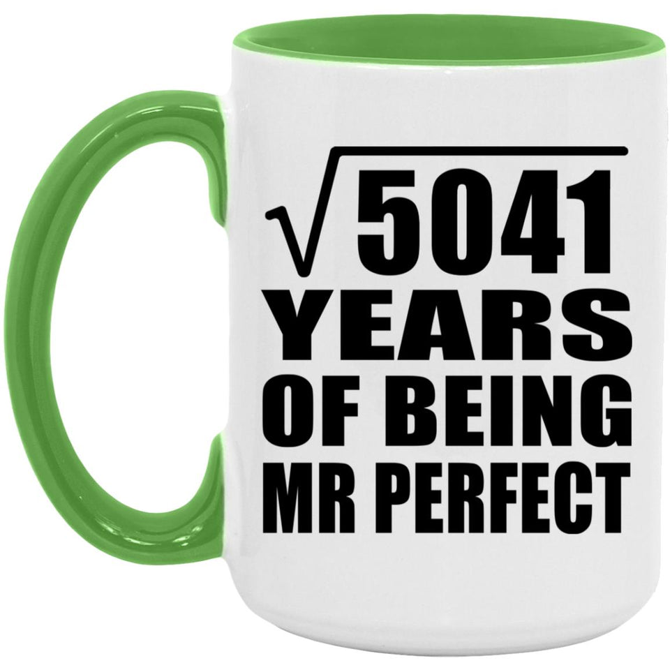 71st Anniversary Square Root of 5041 Years of Mr Perfect - 15oz Accent Mug Green