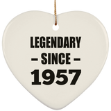67th Birthday Legendary Since 1957 - Heart Ornament