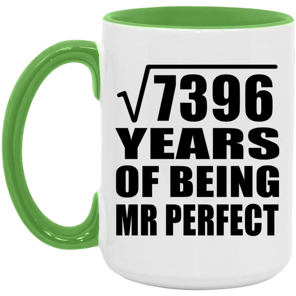 86th Anniversary Square Root of 7396 Years of Mr Perfect - 15oz Accent Mug Green