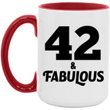 42nd Birthday 42 & Fabulous - 15oz Accent Mug Red