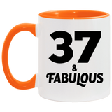 37th Birthday 37 & Fabulous - 11oz Accent Mug Orange