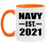 Navy Established EST. 2021 - 11oz Accent Mug Orange