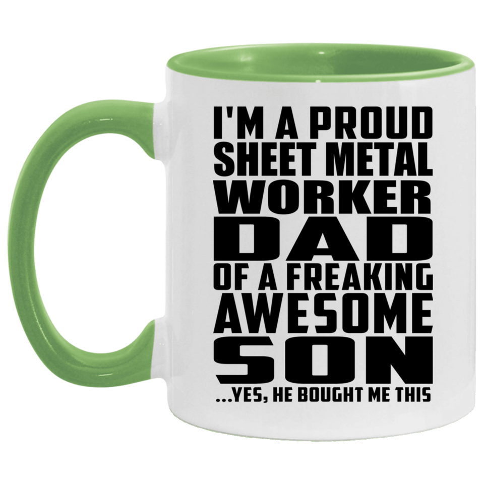 Proud Sheet Metal Worker Dad Of Awesome Son - 11oz Accent Mug Green