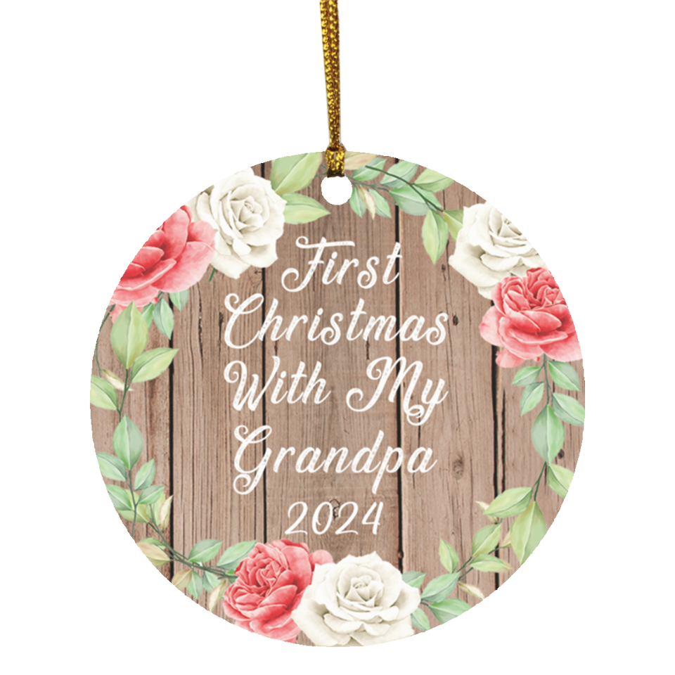 First Christmas With My Grandpa 2024 - Circle Ornament B