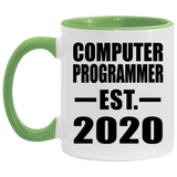 Computer Programmer Established EST. 2020 - 11oz Accent Mug Green