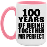 100th Anniversary 100 Years Of Being Mr Perfect - 15oz Accent Mug Pink