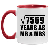 87th Anniversary Square Root of 7569 Years As Mr & Mrs - 11oz Accent Mug Red
