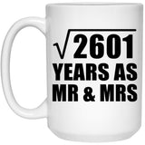 51st Anniversary Square Root of 2601 Years As Mr & Mrs - 15oz Coffee Mug