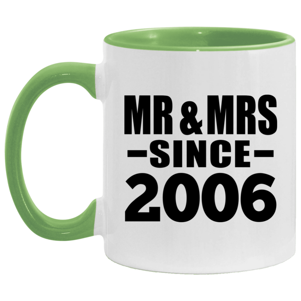18th Anniversary Mr & Mrs Since 2006 - 11oz Accent Mug Green
