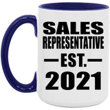 Sales Representative Established EST. 2021 - 15oz Accent Mug Purple
