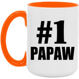 Number One #1 Papaw - 15oz Accent Mug Orange