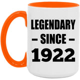 102nd Birthday Legendary Since 1922 - 15oz Accent Mug Orange