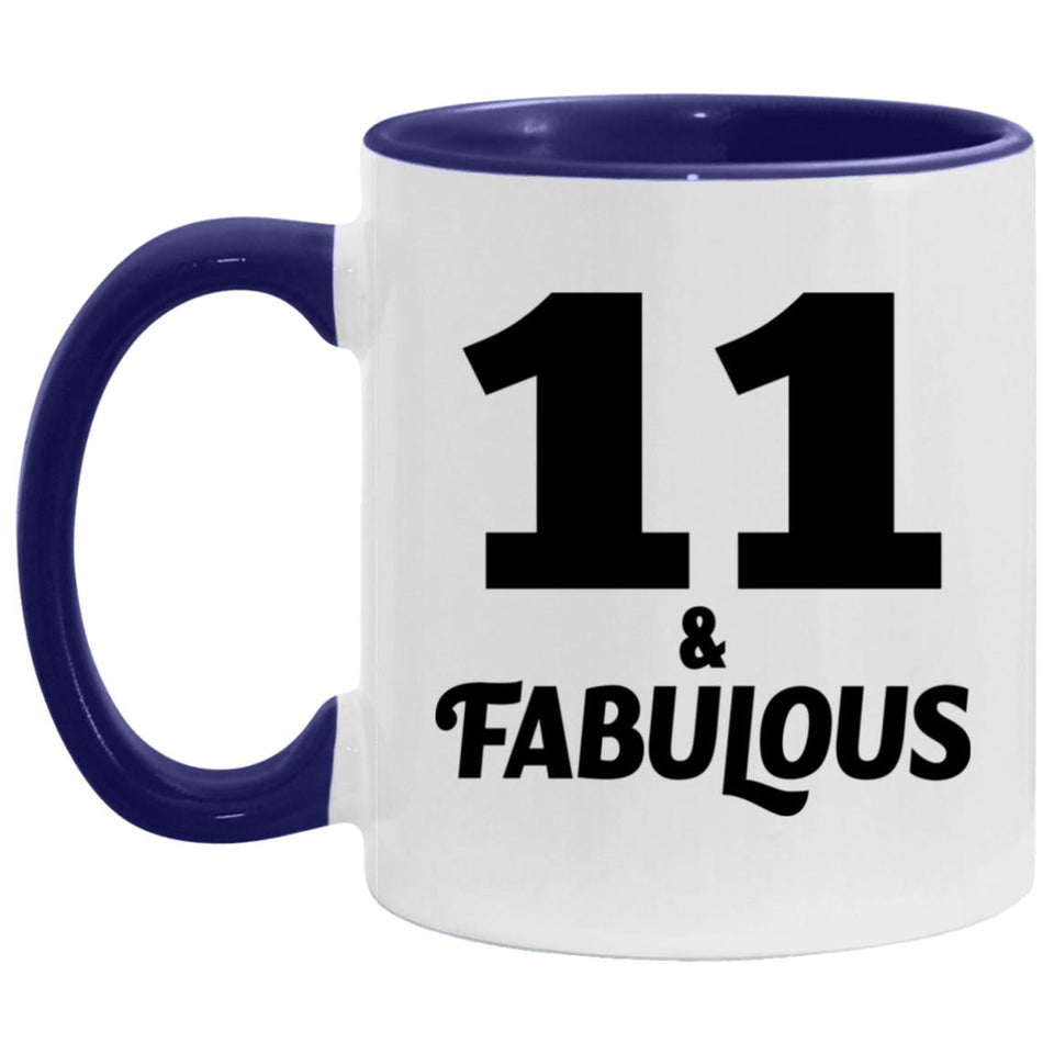 11th Birthday 11 & Fabulous - 11oz Accent Mug Purple