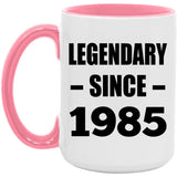 39th Birthday Legendary Since 1985 - 15oz Accent Mug Pink