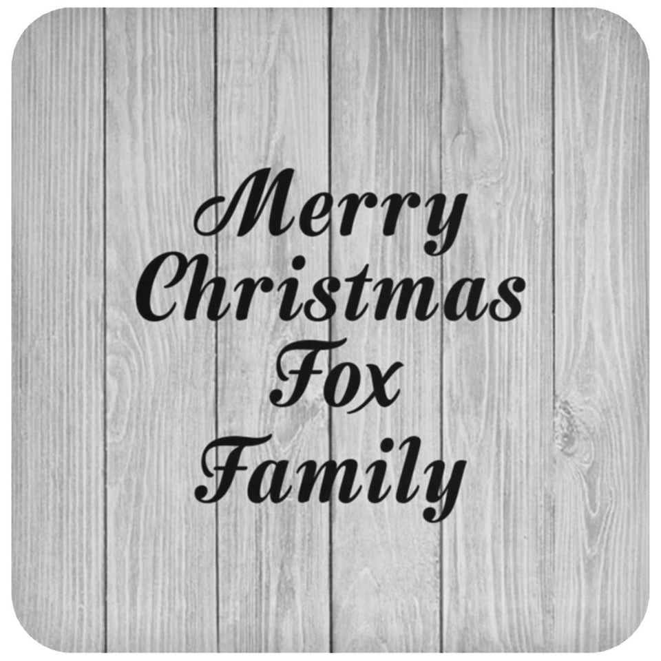Merry Christmas Fox Family - Drink Coaster F