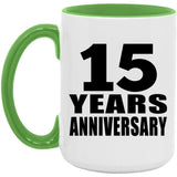 15th Anniversary 15 Years Anniversary - 15oz Accent Mug Green