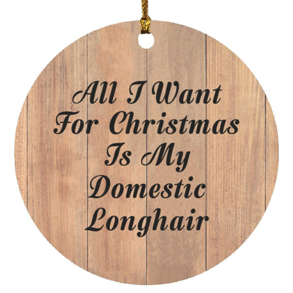 All I Want For Christmas Is My Domestic Longhair - Circle Ornament C