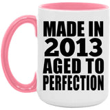 11th Birthday Made In 2013 Aged to Perfection - 15oz Accent Mug Pink