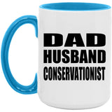 Dad Husband Conservationist - 15oz Accent Mug Blue