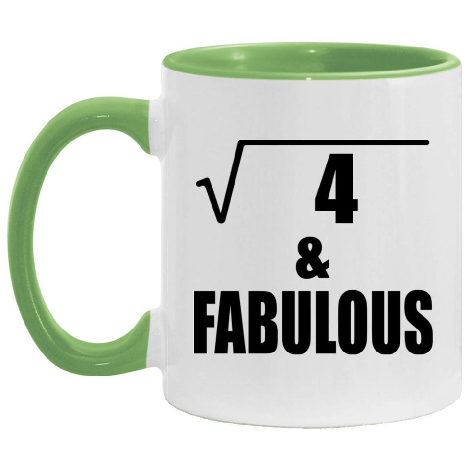 2nd Birthday Square Root of 4 & Fabulous - 11oz Accent Mug Green