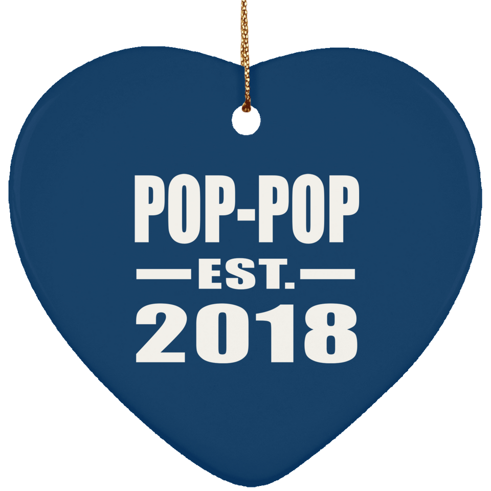 Pop-Pop Established EST. 2018 - Heart Ornament