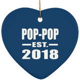 Pop-Pop Established EST. 2018 - Heart Ornament