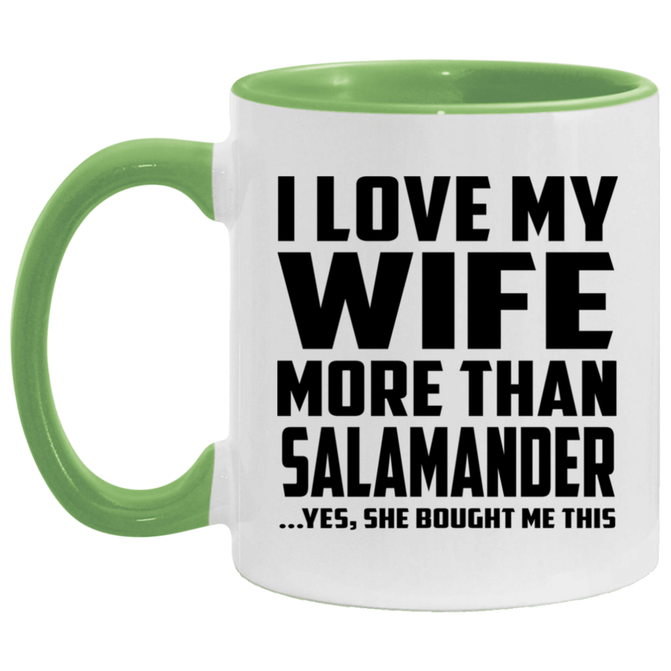 I Love My Wife More Than Salamander - 11oz Accent Mug Green