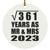 19th Anniversary Square Root of 361 Years As Mr & Mrs 2023 - Circle Ornament
