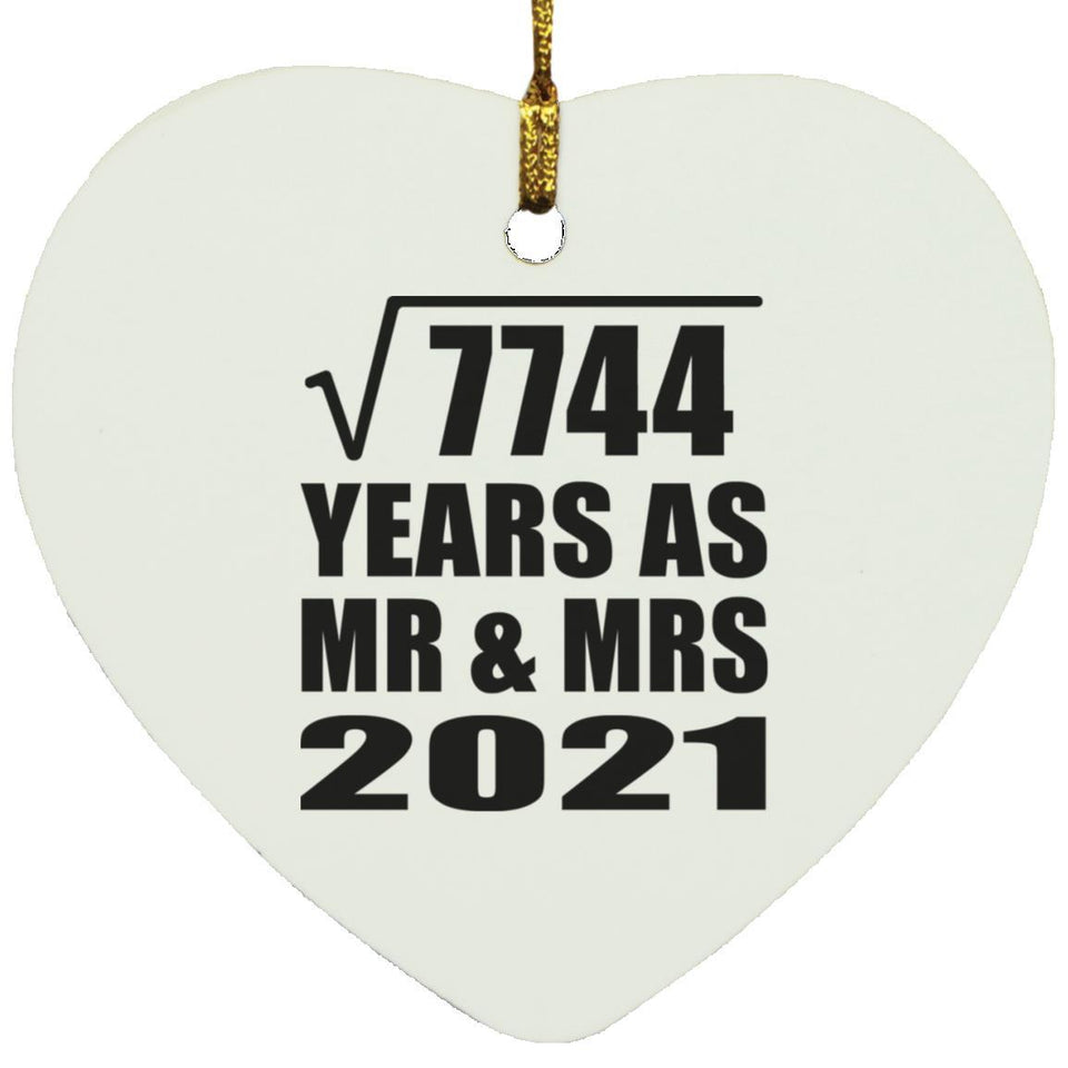 88th Anniversary Square Root of 7744 Years As Mr & Mrs 2021 - Heart Ornament