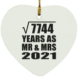 88th Anniversary Square Root of 7744 Years As Mr & Mrs 2021 - Heart Ornament
