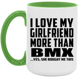 I Love My Girlfriend More Than Bmx - 15oz Accent Mug Green