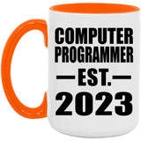 Computer Programmer Established EST. 2023 - 15oz Accent Mug Orange