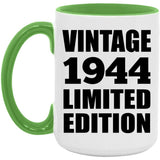 80th Birthday Vintage 1944 Limited Edition - 15oz Accent Mug Green