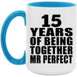 15th Anniversary 15 Years Of Being Mr Perfect - 15oz Accent Mug Blue
