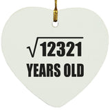 111th Birthday Square Root of 12321 Years Old - Heart Ornament