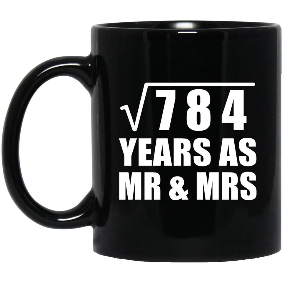 28th Anniversary Square Root of 784 Years As Mr & Mrs - 11oz Coffee Mug Black