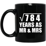 28th Anniversary Square Root of 784 Years As Mr & Mrs - 11oz Coffee Mug Black