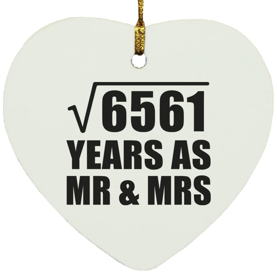 81st Anniversary Square Root of 6561 Years As Mr & Mrs - Heart Ornament