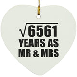 81st Anniversary Square Root of 6561 Years As Mr & Mrs - Heart Ornament