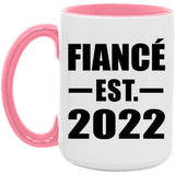 Fiance Established EST. 2022 - 15oz Accent Mug Pink
