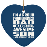 Proud Photojournalist Dad Of Awesome Son - Heart Ornament