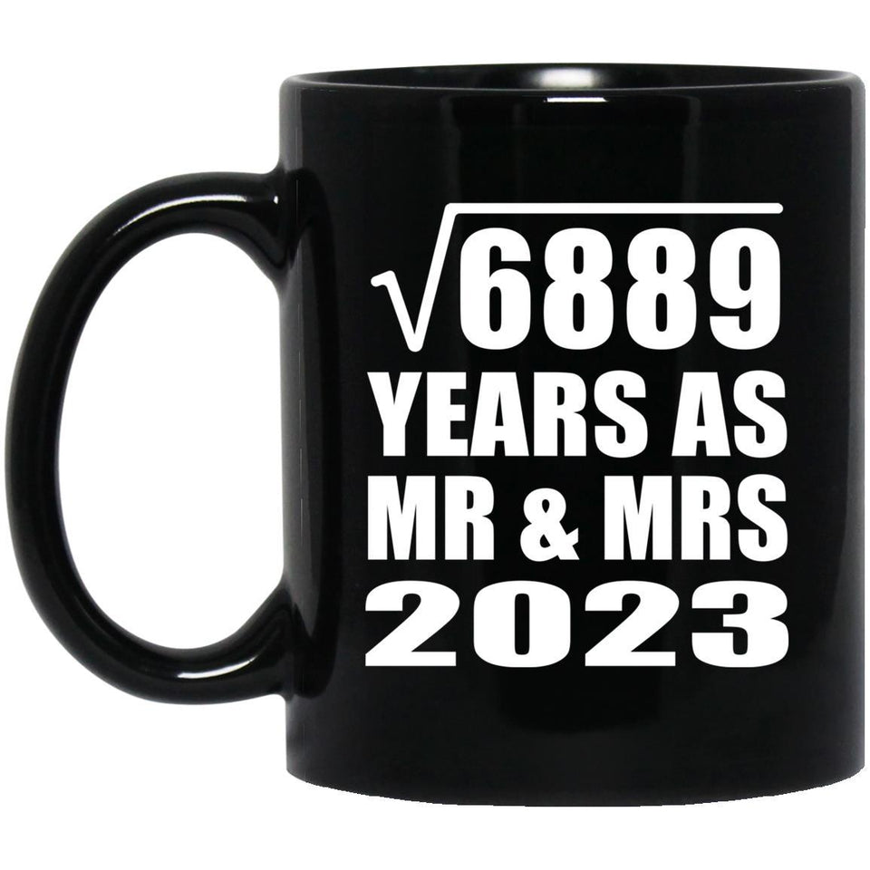 83rd Anniversary Square Root of 6889 Years As Mr & Mrs 2023 - 11oz Coffee Mug Black
