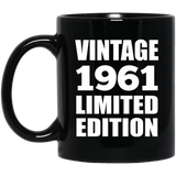 63rd Birthday Vintage 1961 Limited Edition - 11oz Coffee Mug Black