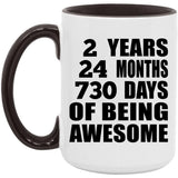 2nd Birthday 2 Years 24 Months 730 Days Of Awesome - 15oz Accent Mug Black
