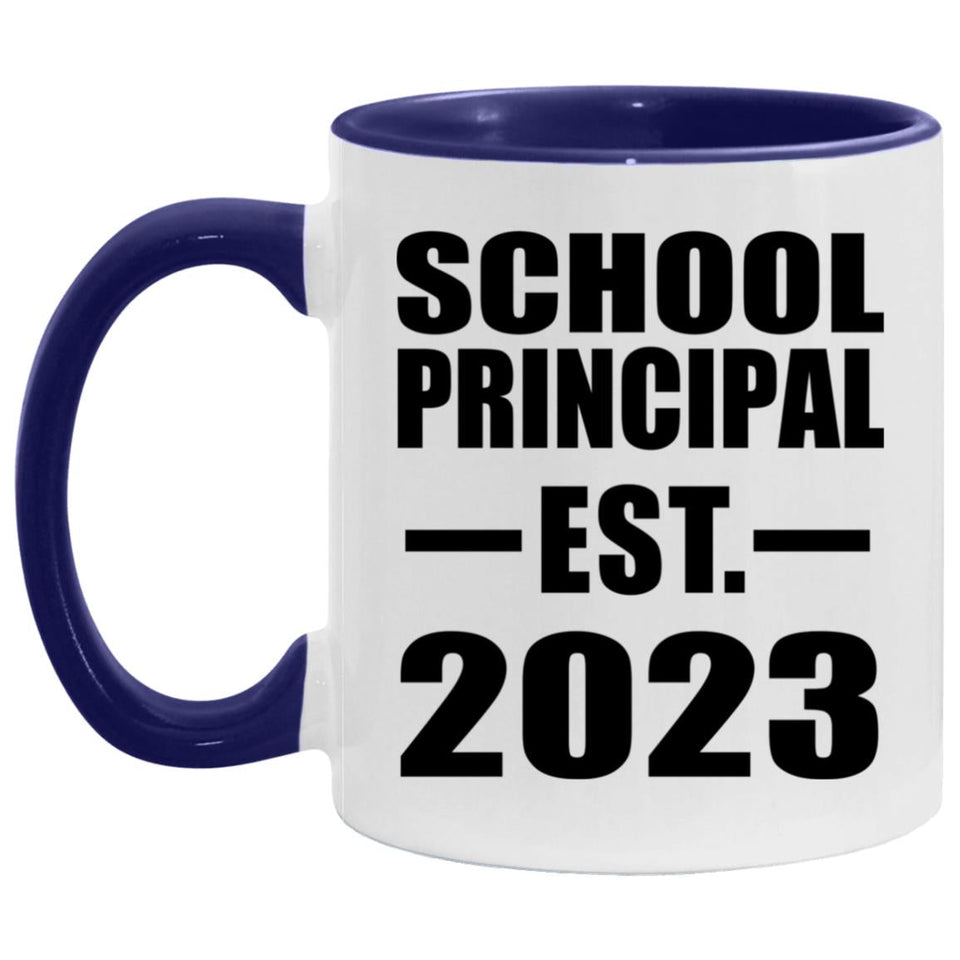 School Principal Established Est. 2023 - 11oz Accent Mug Purple