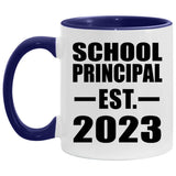 School Principal Established Est. 2023 - 11oz Accent Mug Purple